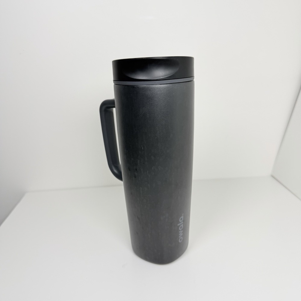 Owala SmoothSip Slider 24oz Ceramic Travel Mug Black Speckled Handle Lid